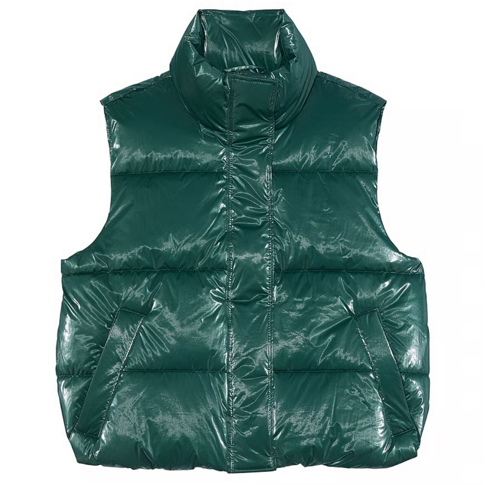 PINK Victoria's Secret Dark iridescent, Green Puffer Vest